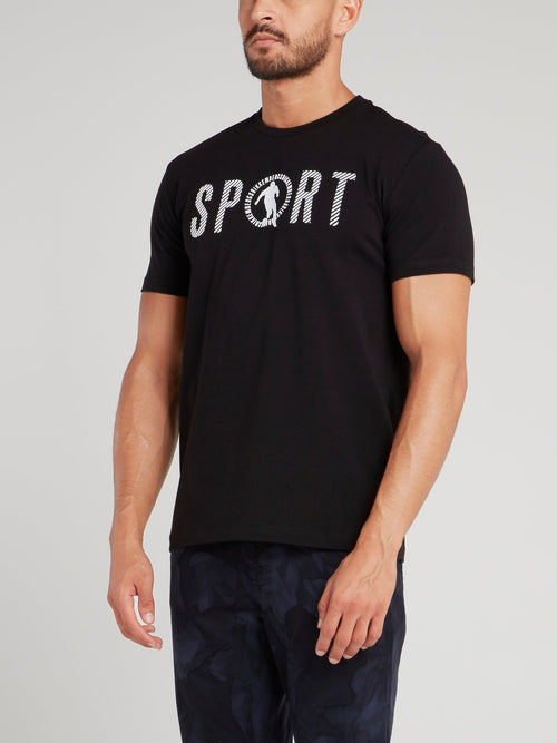 Черная футболка с рисунком Sport