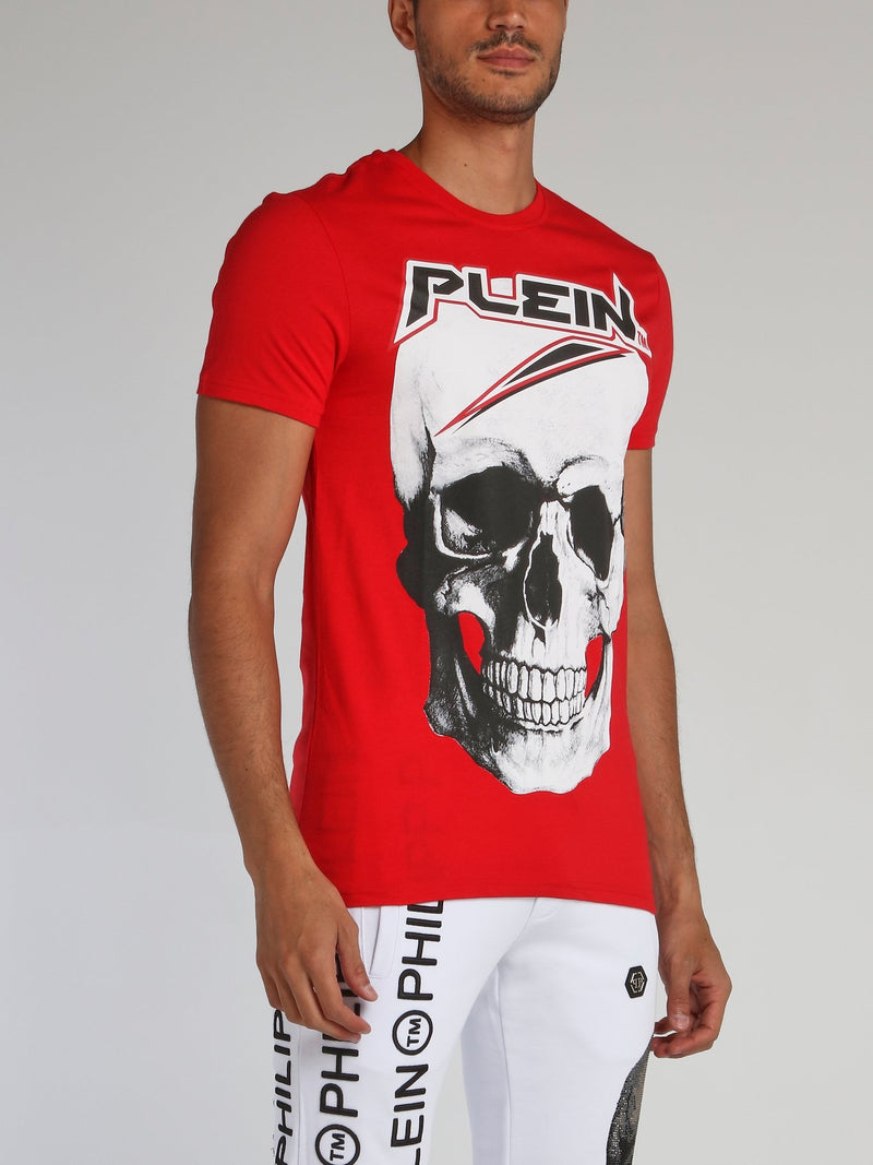 Red Space Plein Skull T-Shirt
