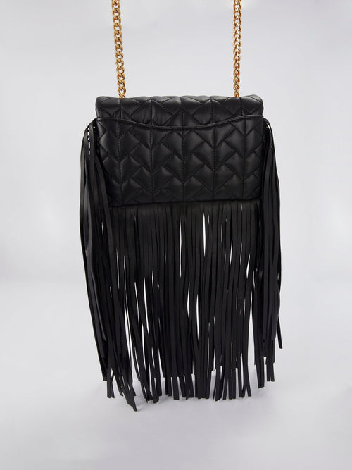 Black Fringe Nappa Shoulder Bag