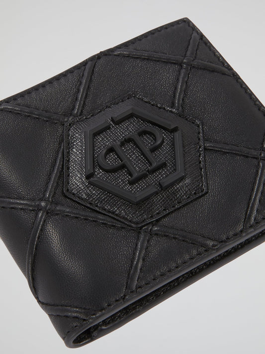 Black Geometric Logo French Wallet