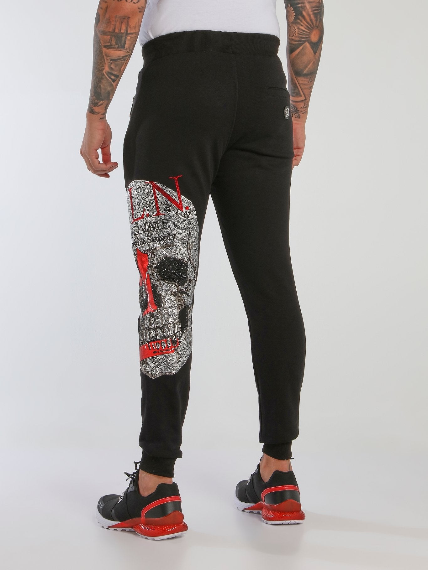 Black Studded Skull Active Pants