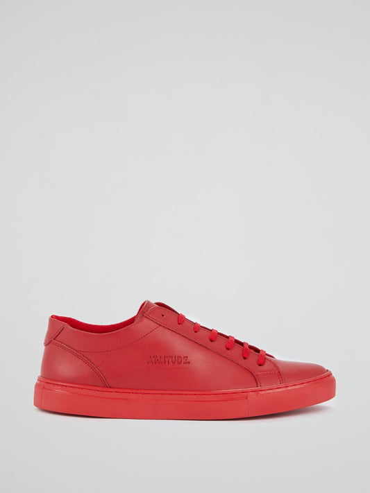 Red Logo Leather Trainers