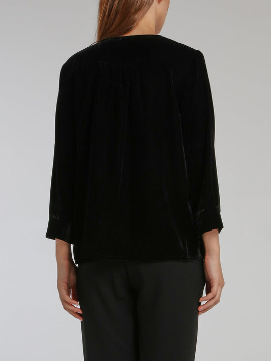 Winsor Black Velvet Top