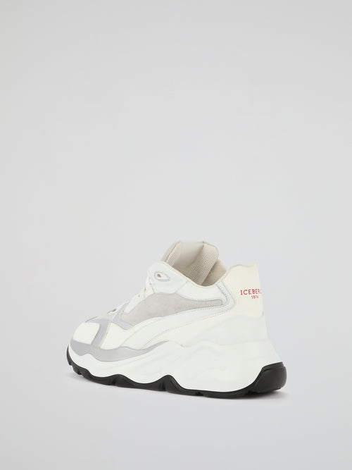 White Suede Panel Active Sneakers