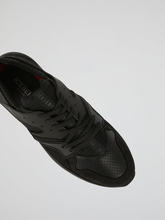 Black Perforated Panel Active Sneakers