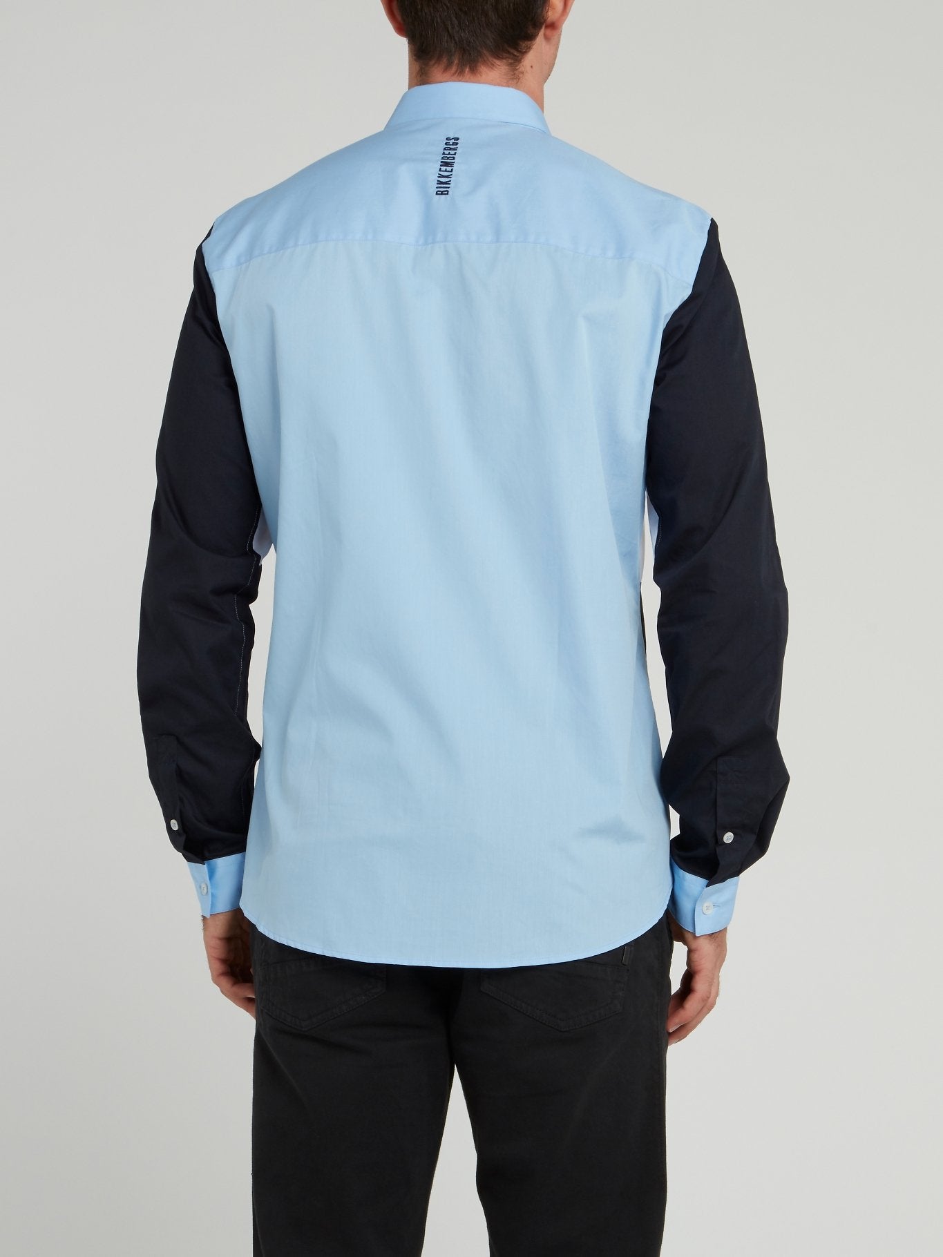 Blue Colour Block Long Sleeve Shirt