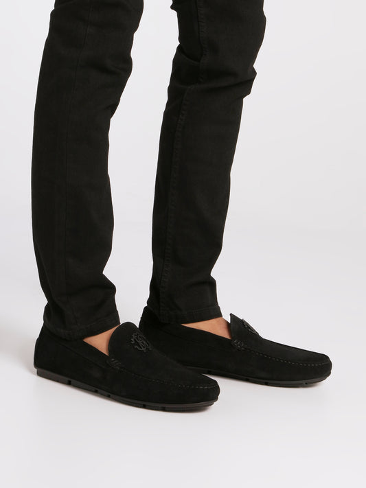 Black Monogram Velvet Loafers