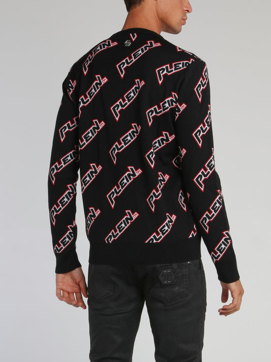 Space Plein Black Crewneck Pullover