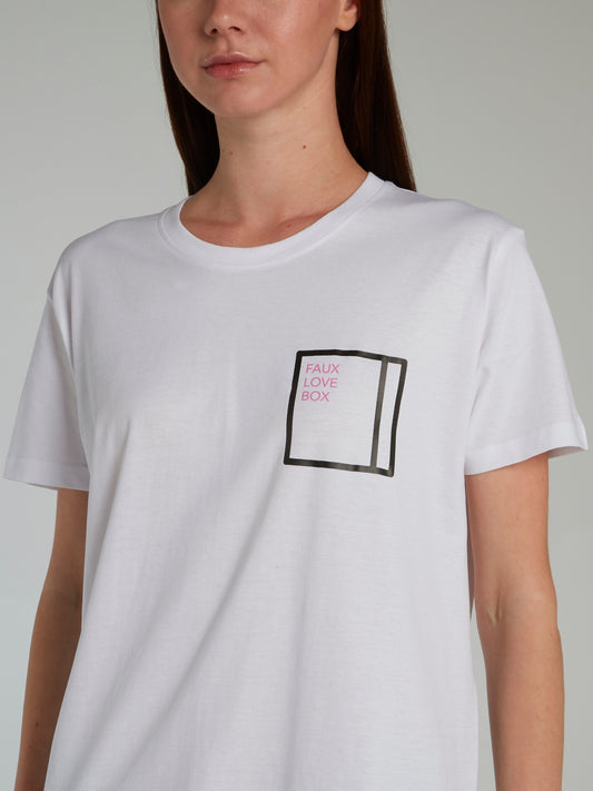 Faux Love Box Print White T-Shirt