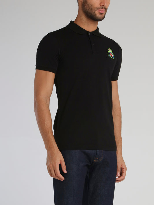 Black Embroidered Polo Shirt