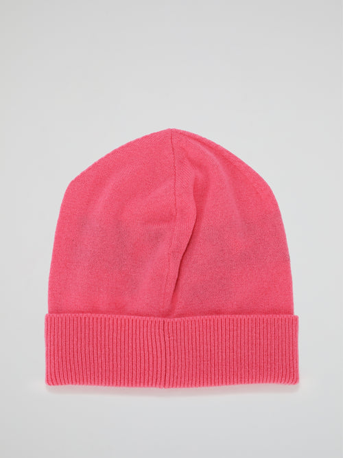 Pink Logo Cashmere Knitted Beanie