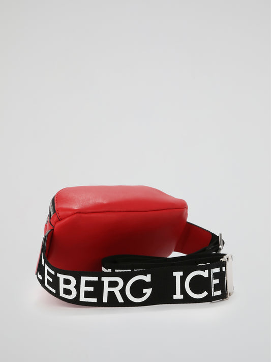 Red Leather Logo Strap Belt Bag