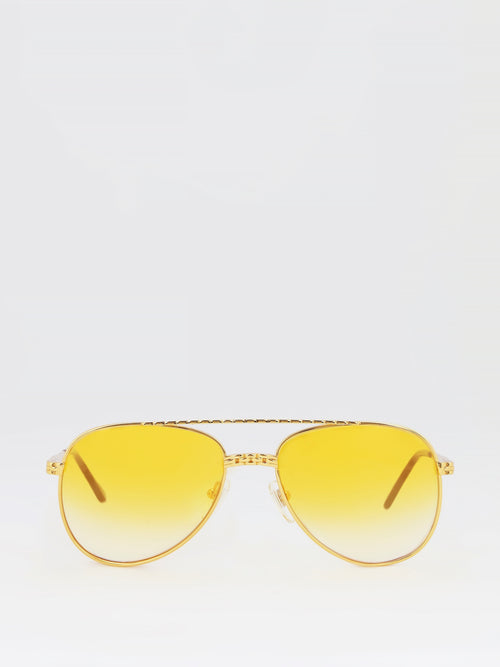 Y2K yellow tinted sunglasses retro DO NOT CLICK... - Depop