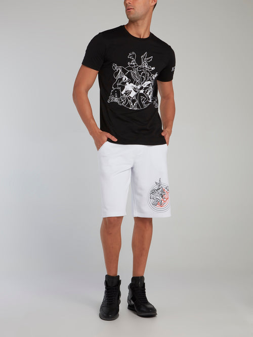 Looney Tunes Black Contrast Embroidered T-Shirt