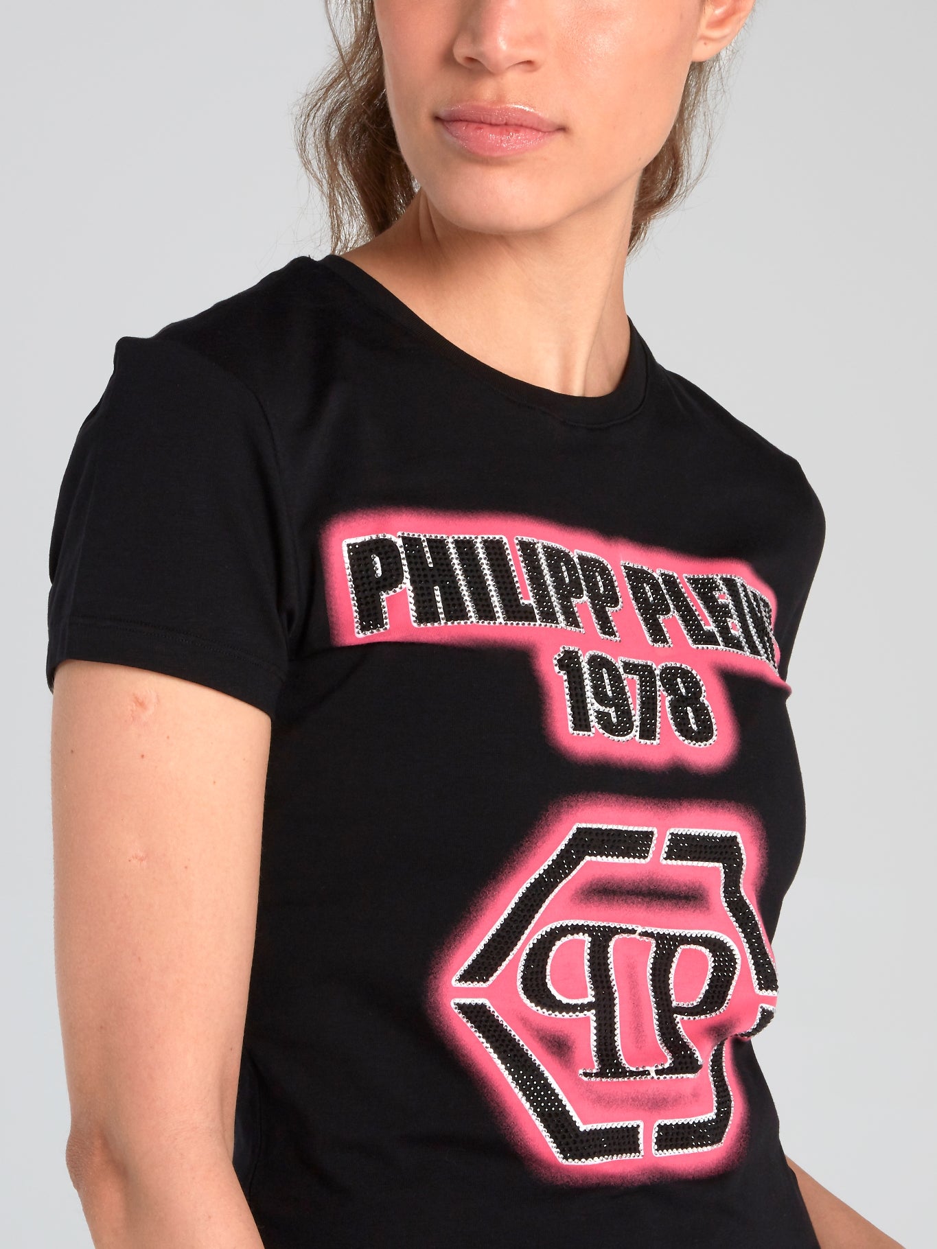 Shop Plein PP1978 Black Rhinestone Logo T-Shirt Online – Maison-B-More Global