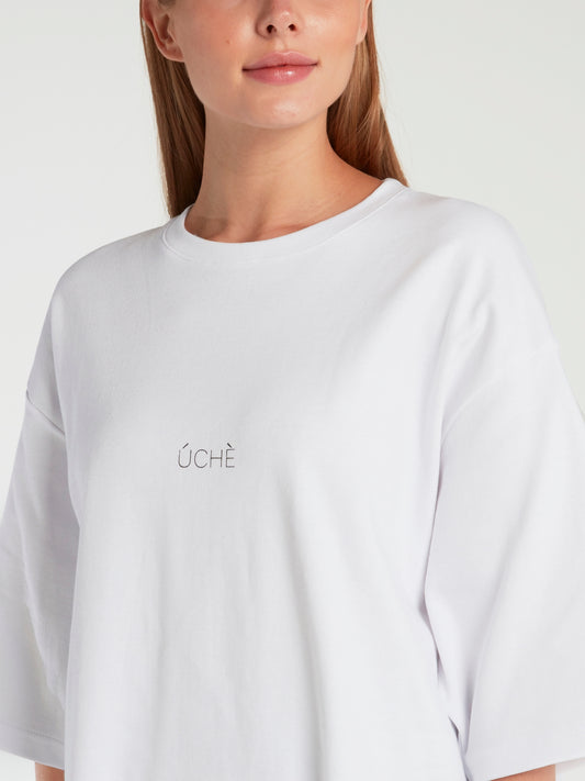 White Half Sleeve Oversized T-Shirt