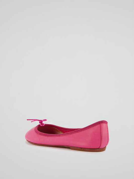 Pink Leather Ballerina Shoes