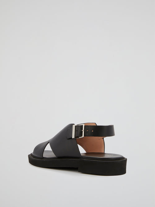 Black Slingback Flat Sandals