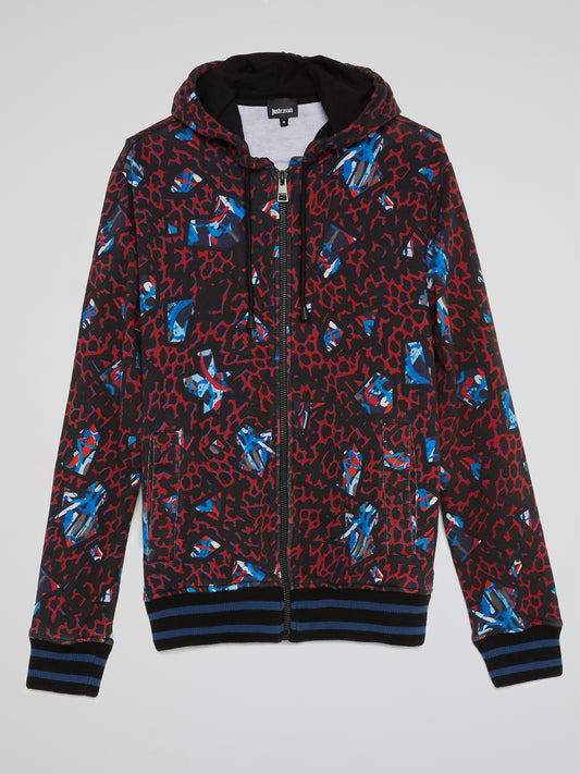 Jacquard Print Hooded Sweatshirt