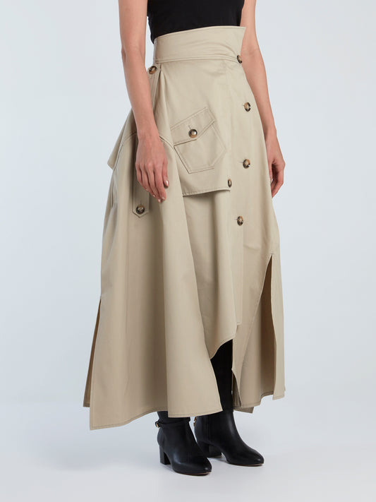 Reconstructed Trench Form Maxi Skirt