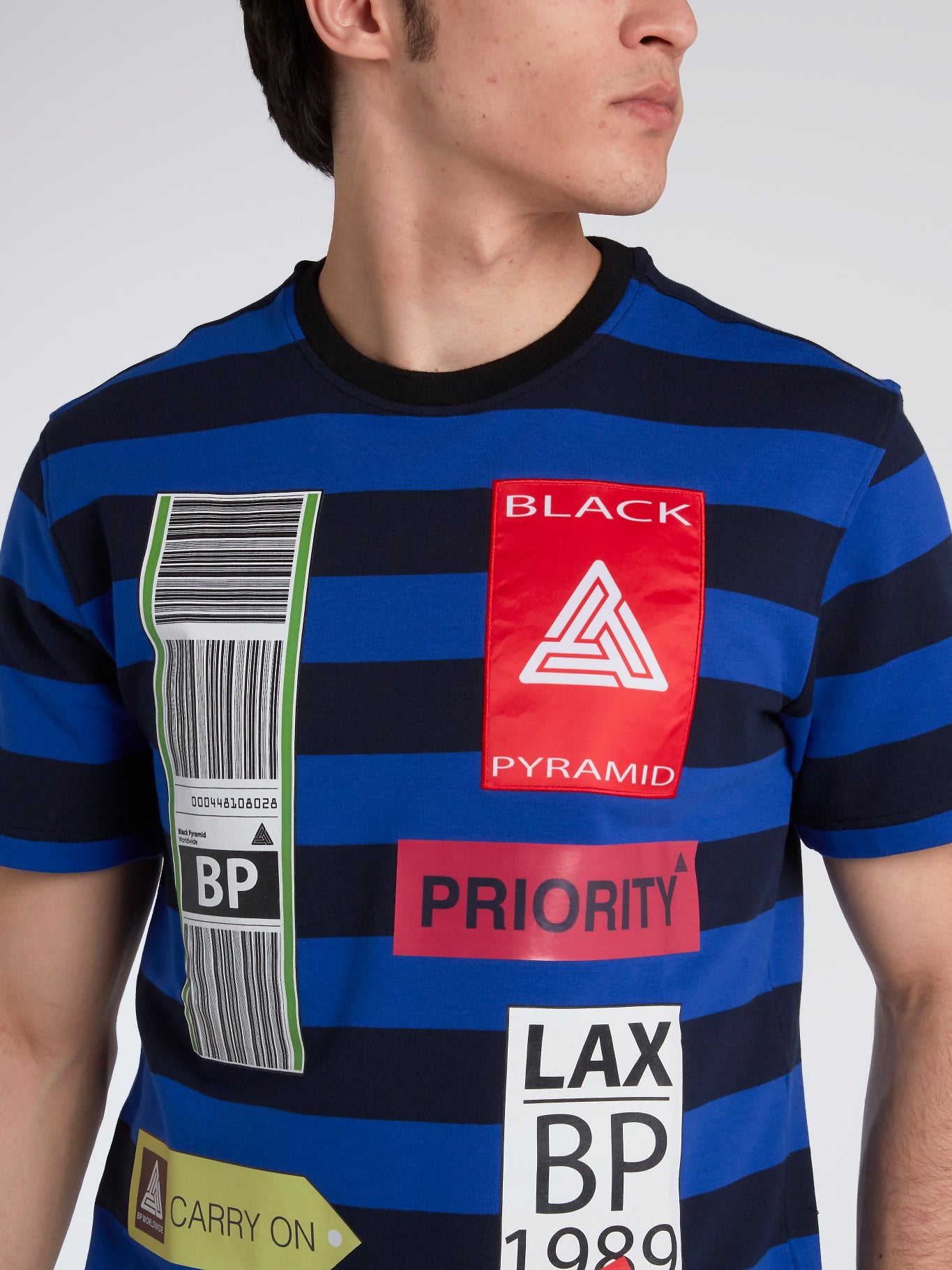 blue black pyramid shirt