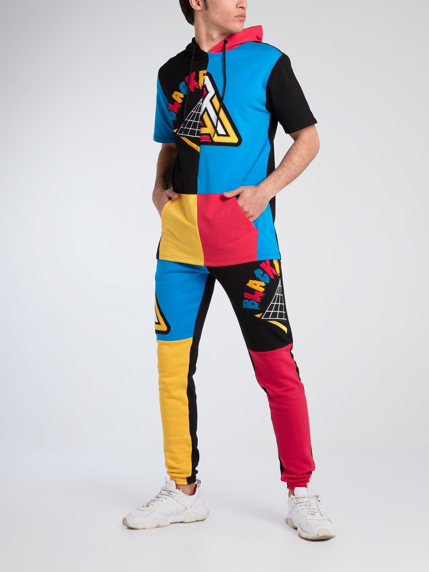 Black pyramid color sales block tracksuit