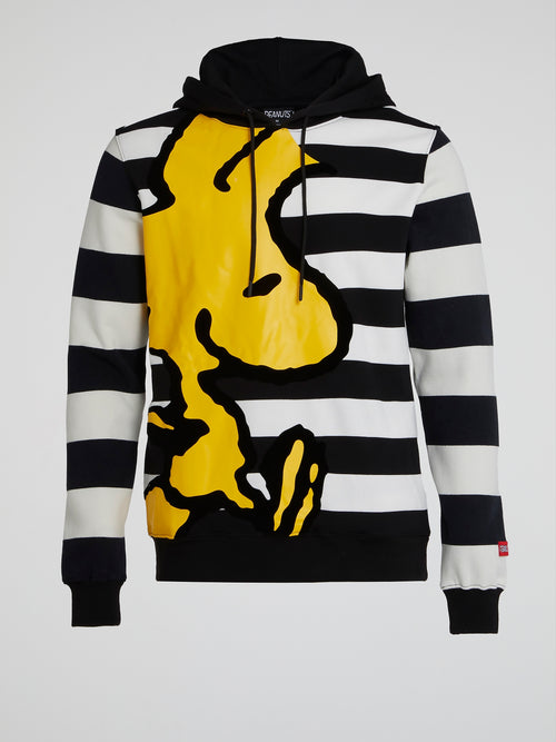 Black and outlet yellow striped hoodie