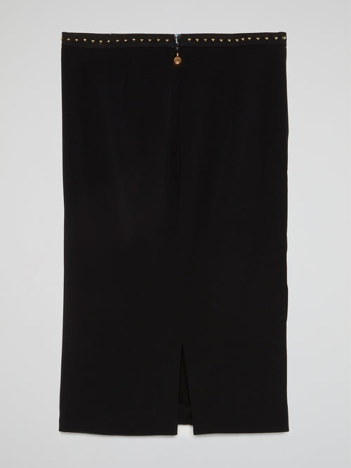Black Studded Pencil Skirt