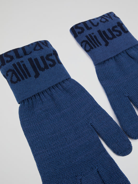 Blue Logo Knitted Gloves