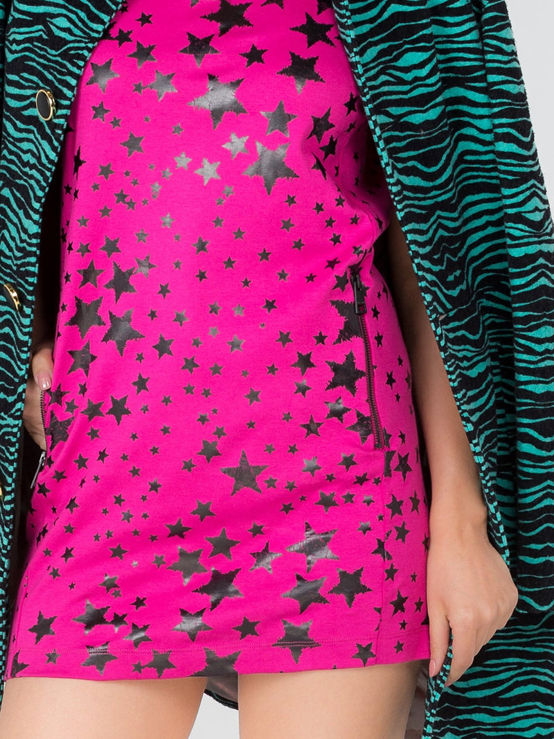 Розовое платье-мини с принтом "звезды"