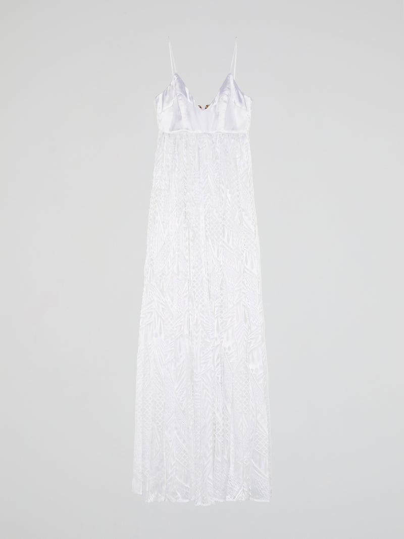 White Printed Empire Dress