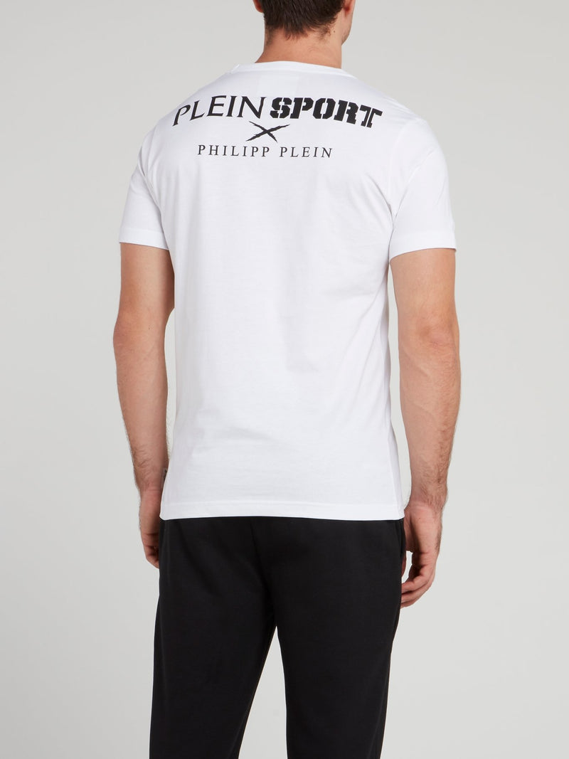 White Rear Logo Print T-Shirt