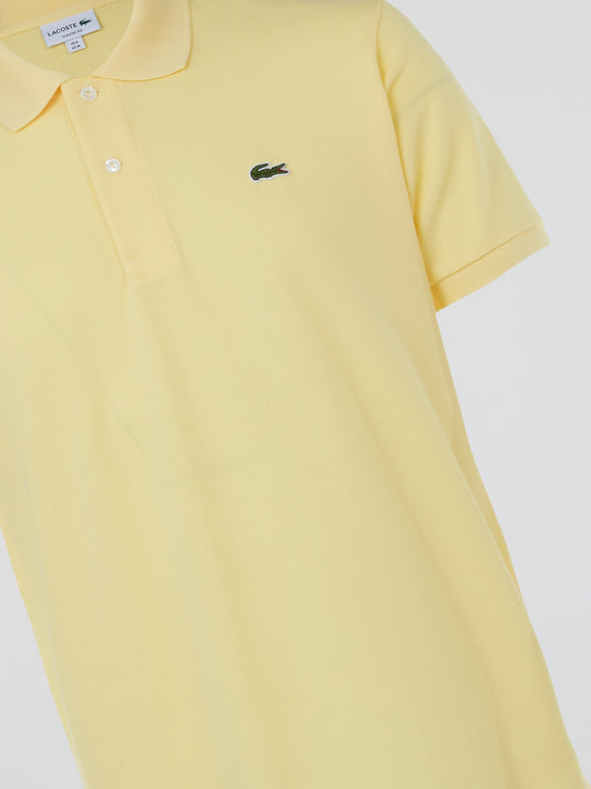 Yellow Ribbed Collar Polo Shirt