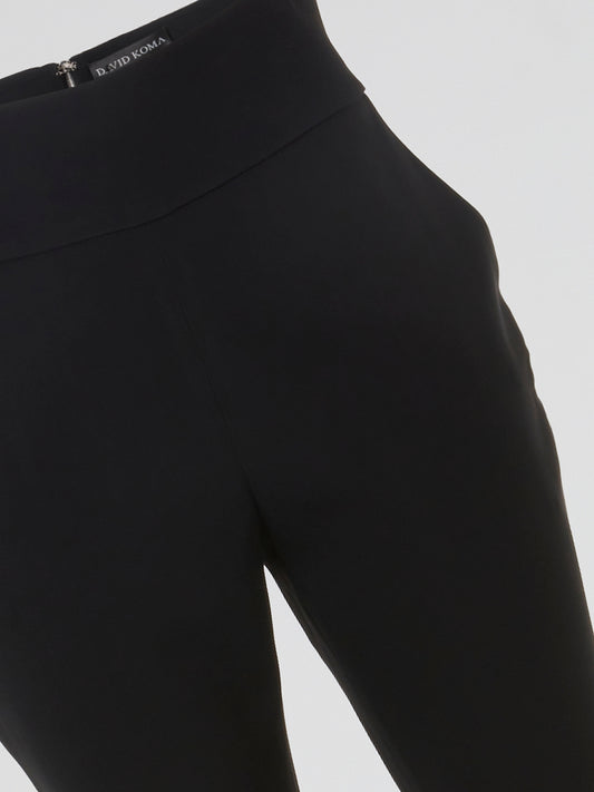 Black Button Embellished High-Rise Pants