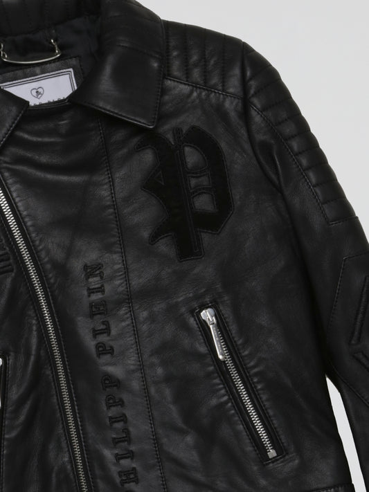 Black Leather Bomber Jacket (Kids) – Maison-B-More Global Store