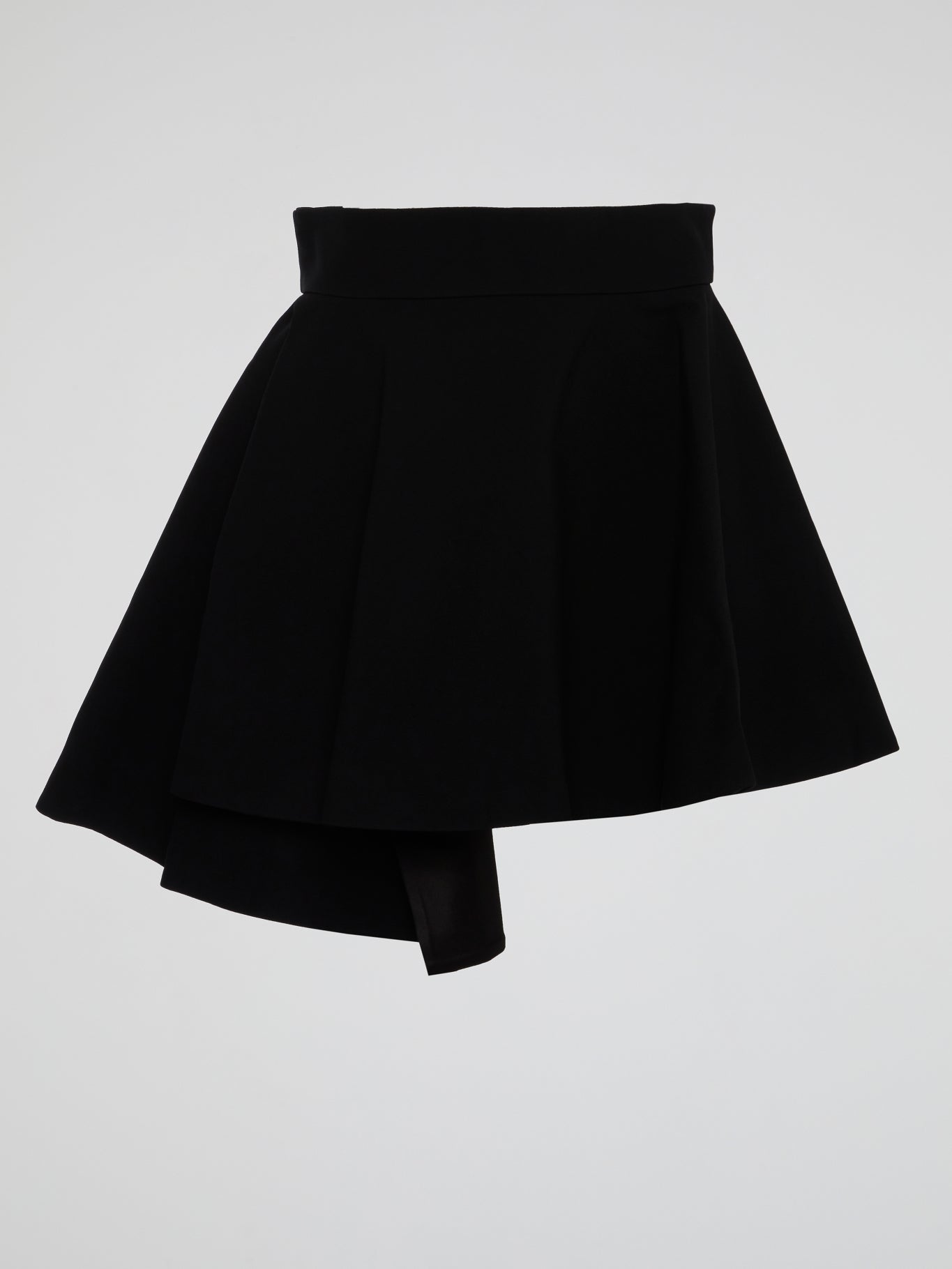 Black Pleated Asymmetric Mini Skirt