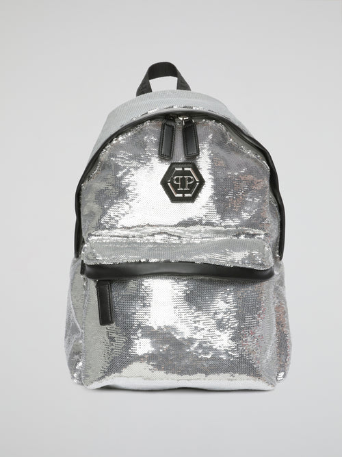 Silver Sequin Luxe Backpack