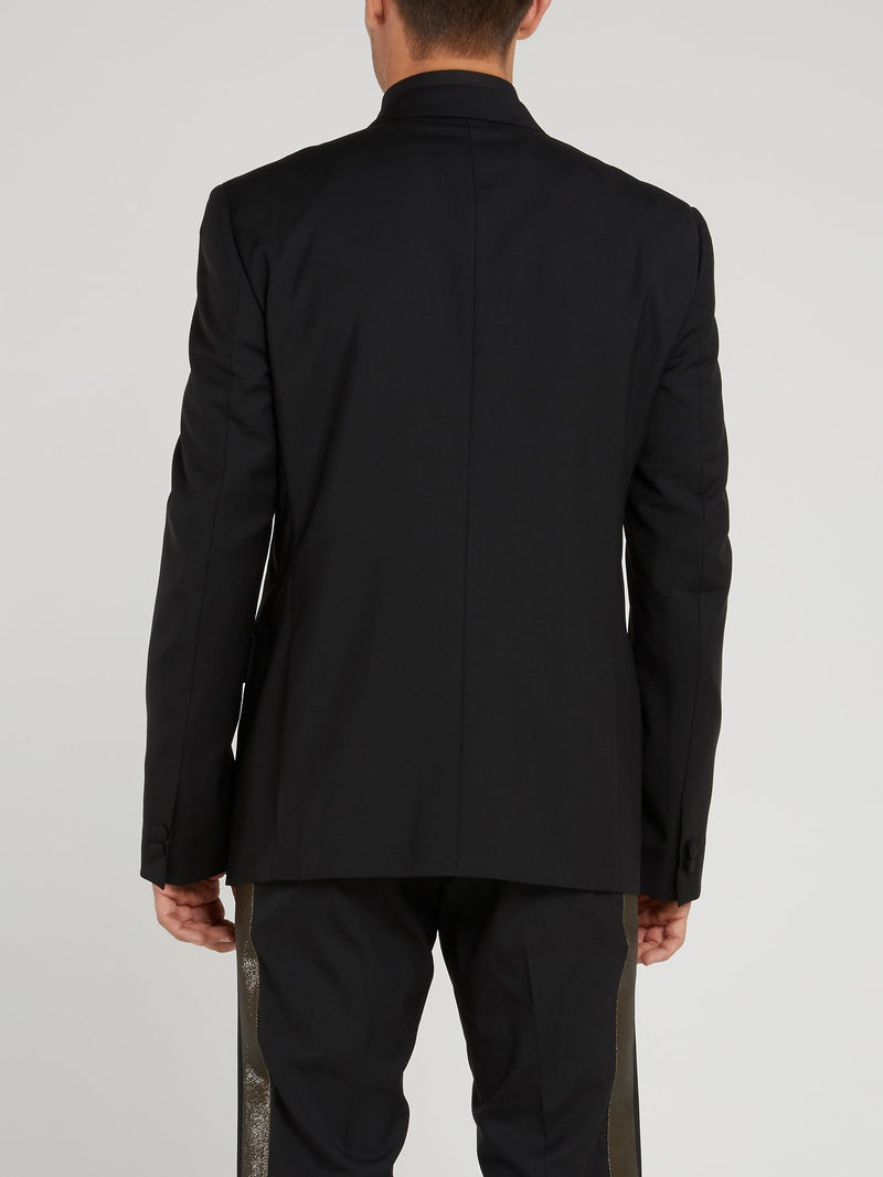 Черный строгий пиджак с отделкой